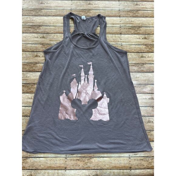 Bella Canvas Tops - Disney Custom Rose Gold Castle Design Racerback Tank Medium